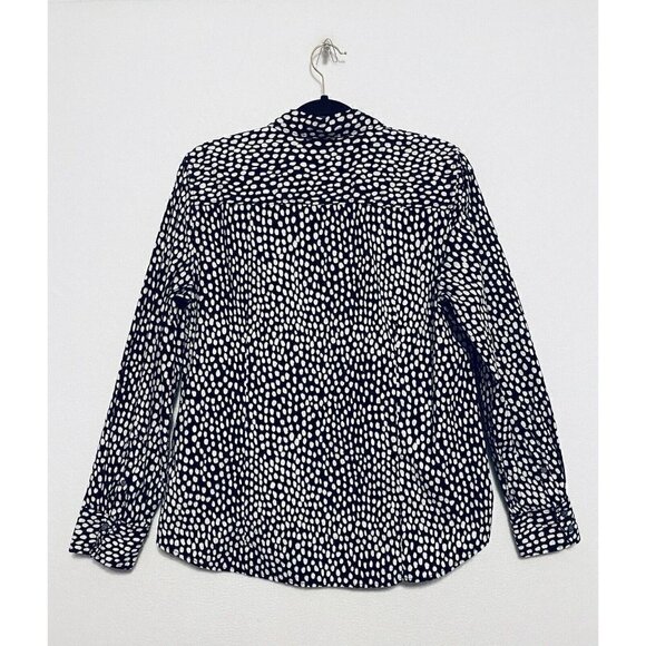 J Crew Button Up Top Womens Large Black Stretch Cotton Poplin Signature Fit - Picture 3 of 7